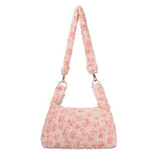 Lamswollen imitatiebont messenger bags harige luipaard schoudertas tote bag luipaardpatroon kleine vierkante tas harige: Roze