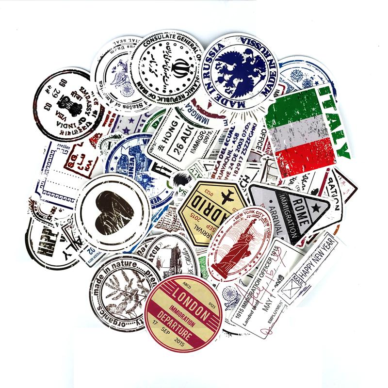 60 Stks/partij Poststempel Stempel Stijl Stickers Van Populaire Stad Parijs York Londen Rome Voor Bagage Koffer Auto Decal
