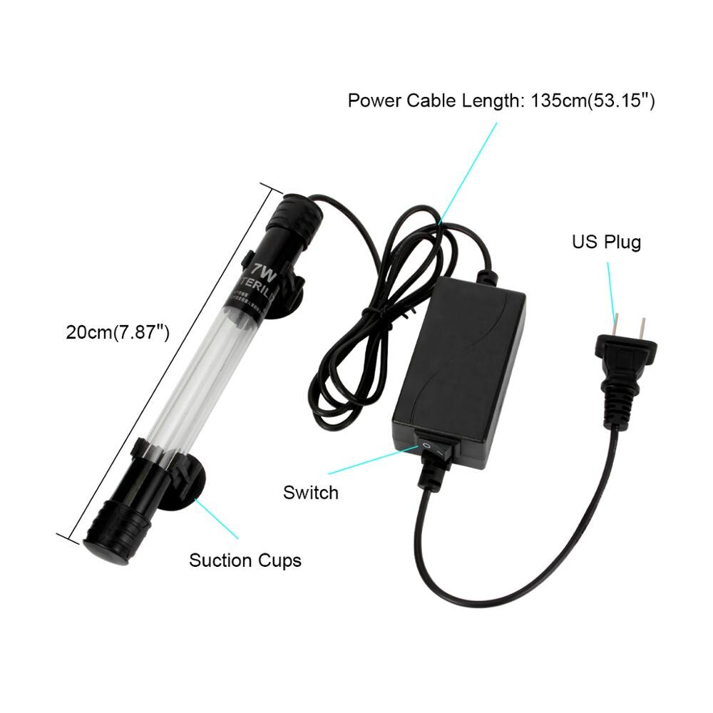 Senzeal 7W/11W Tauch UV-Licht LED Aquarium Wasser Sauber Licht Lampe für Aquarium Teich Wasser sauber: 7W-US-110v