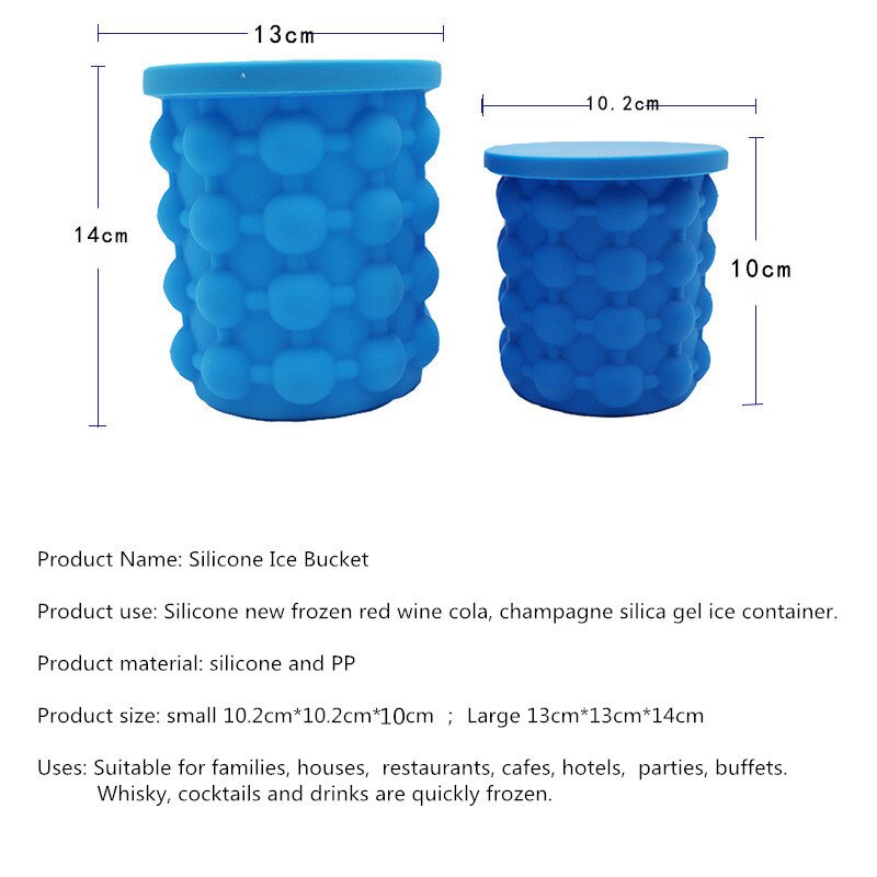 Cubitera de silicona de 13x14cm para vino, cubo refrigerador, fabricante de cerveza, armario, ahorro de espacio, utensilios de cocina para beber whisky, congelar
