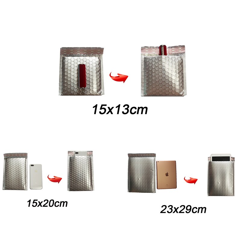 50Pcs Matte Silver Bubble Bag Aluminum Foil Bubble Mailers Postal Mailing Bags Logistics Express Packaging Bag