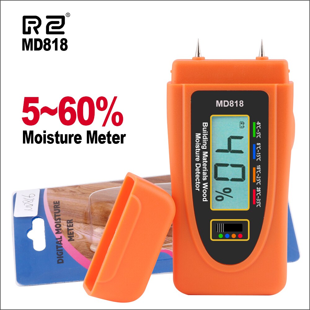 Rz Digitale Hout Vochtmeter Hout Vocht Gauge Hout Vochtigheid Tester MD818 Sanpometer Handheld Hout Detector Hygrometer