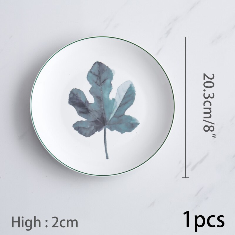1pcs Christmas Ceramic Plate Handcraft Green Plants Porcelain serving Platter Steak Plates Dishes Home Kitchen Decoration: Plate DS3418