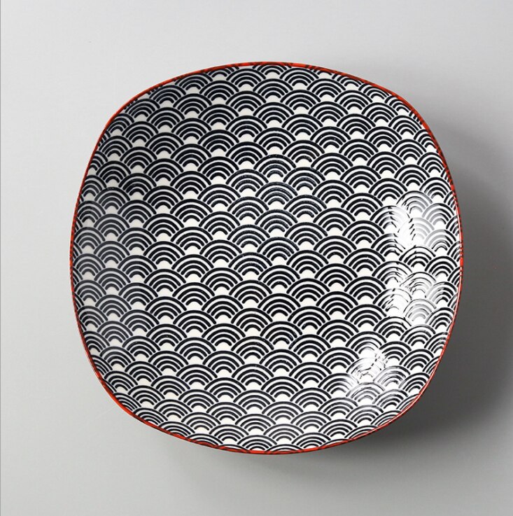 Japanese 8-inch Square Ceramic Dish Glaze Color Simple Household Serving Dish Salad Plate Dinner Plates For Kitchen Utensils: 11