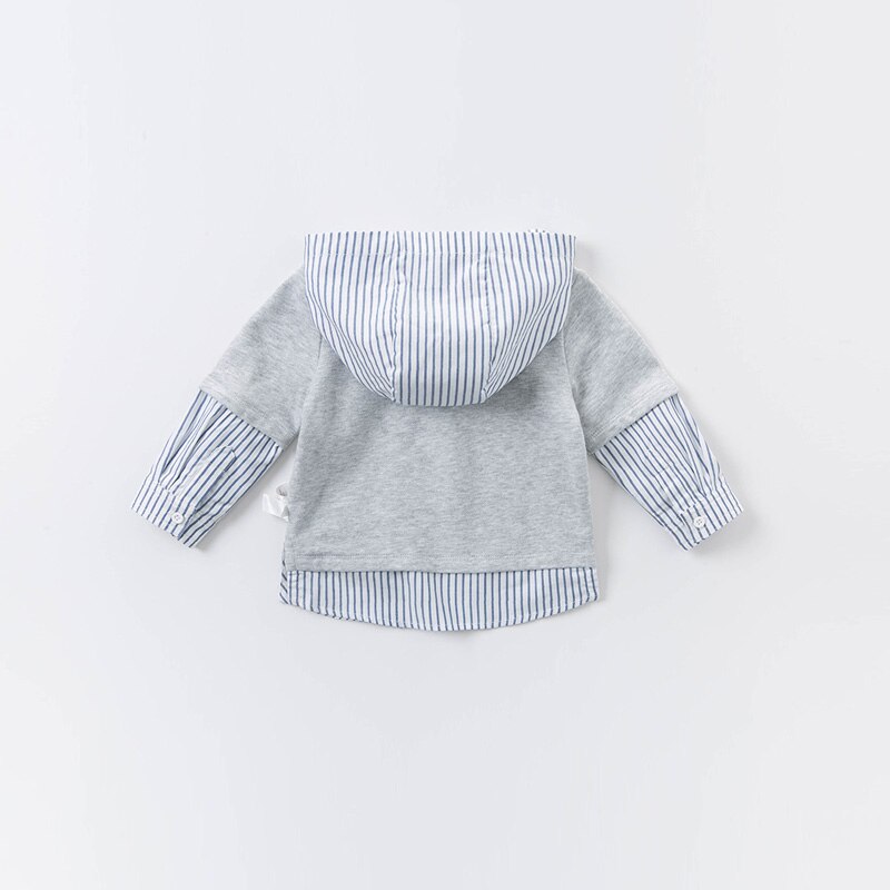 DBX14402 Dave Bella Herfst Baby Jongens Knappe Brief Gestreepte Hooded T-shirt Kinderen Tops Jongens Kinderen Tees