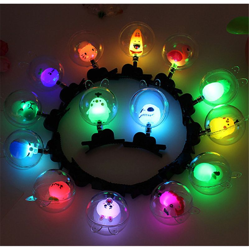 Cartoon Bubble Ligtht Haar Clip Haarspeld Kerst Verjaardag Toy Light Up Party Gunsten Kids Toy