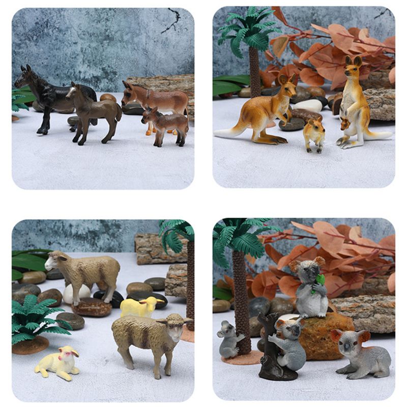 Simulation Parent-child Family Animal Model Toys Set Realistic Dog Duck Children Educational Prop Scene Decoration