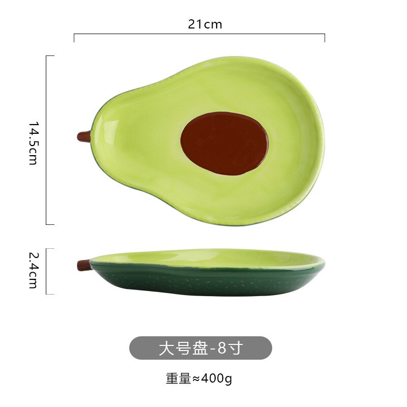 Nyhed enorm sød grøn avocado form keramisk frugtsalat plade snack fad ris suppeskål bordservice leverer 6.5 tommer /8 tommer plade: 8 tommer plade