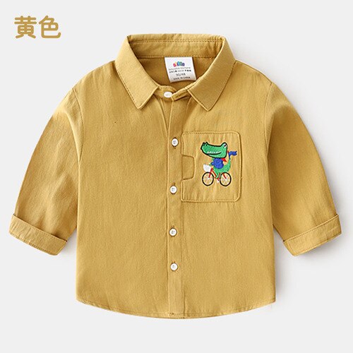Bebê camisa de manga longa 2020 outono novos meninos crianças camisa de lapela tx-a637: YELLOW / 130cm