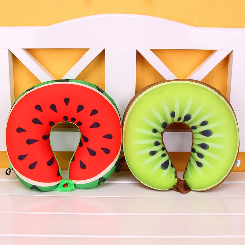 1 Pc 6 Kleuren 3D Fruit U Vormige Kussen Bescherm De Nek Reizen Watermeloen Citroen Kiwi Oranje Kussens Kussen Vliegtuig kussen