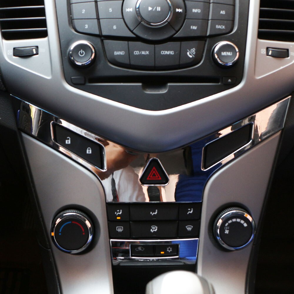 ABS cromo para Panel de consola central aire acondicionado de lentejuelas de la etiqueta engomada para Chevrolet Cruze Sedan Hatchback: Glossy silver
