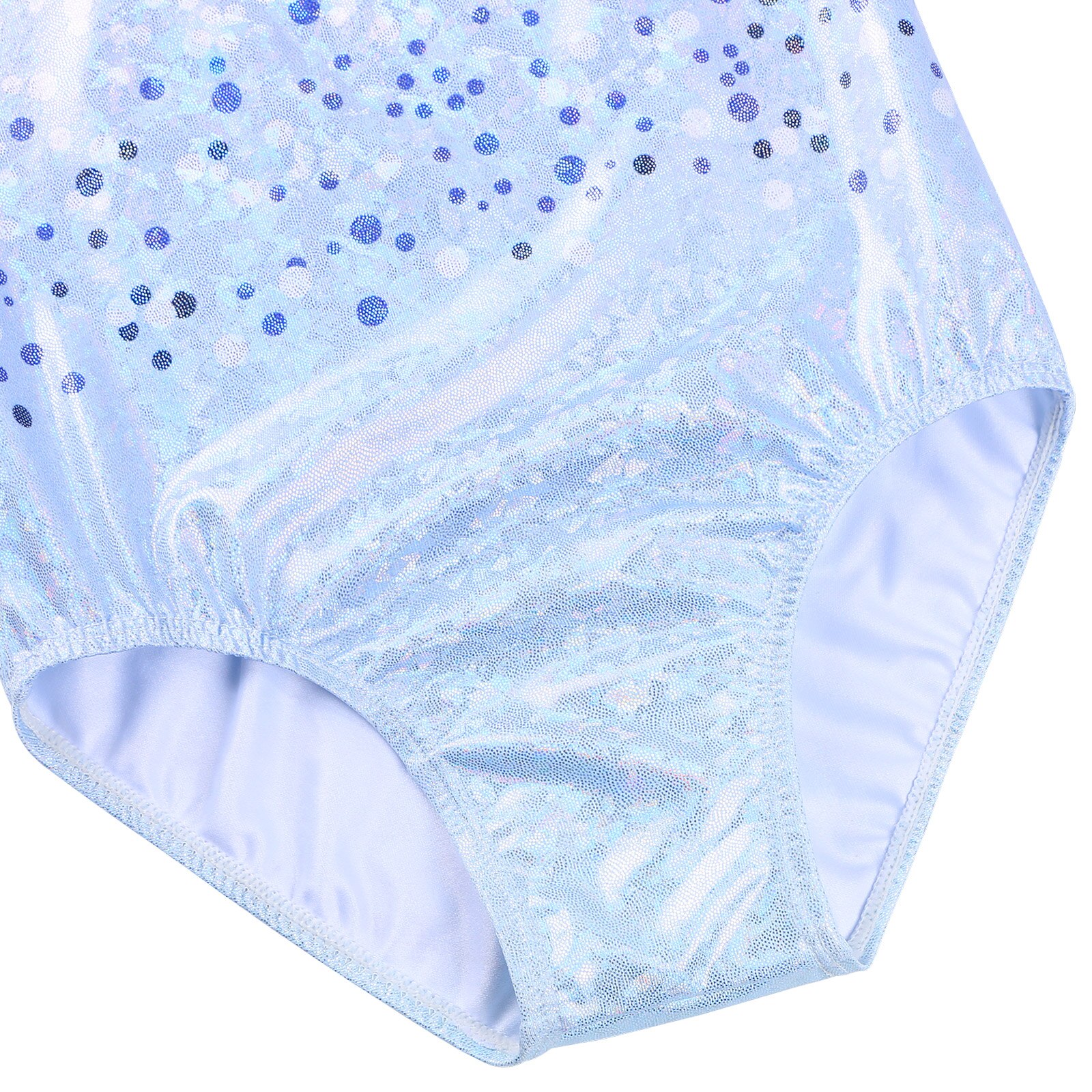 BAOHULU Blue Girls Leotards for Gymnastics Ballet Sequins Mesh Long Sleeve Toddler Bodysuit Kids Teens Acrobat Competition Suits