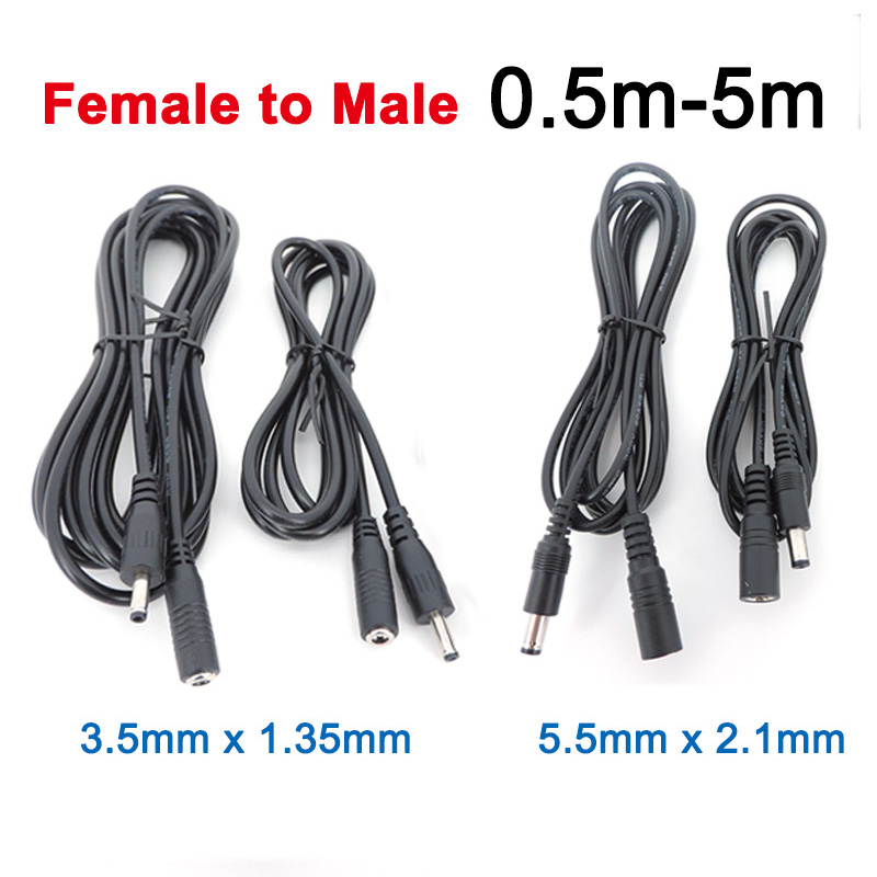 DC Vrouw naar Man Verlengsnoer 5V 2A 3.5x1.35mm/12V 5A 5.5x2.1mm Plug Jack Connector Kabel Voeding Adapter Lijn