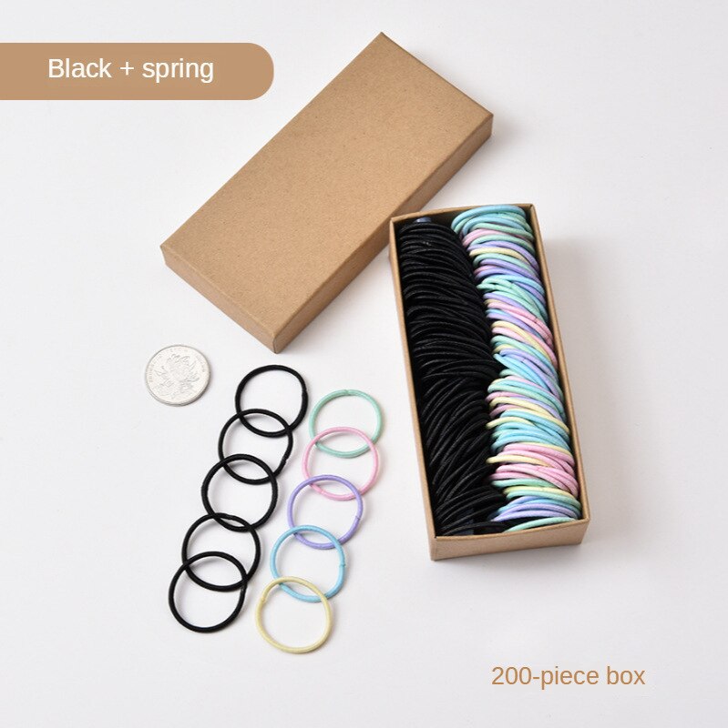 Kinderen Rubber Haarband Niet-Wegwerp Haarband Boxed Baby Kleine Nummer Meisjes Haarband Meisje Haar Accessoires Hoofdtooi: Black 100   Spring 100