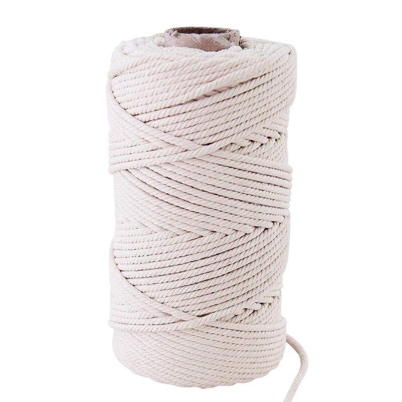 4mm bomuldssnor reb flettet blød beige bomuldsreb gør-det-selv håndlavet håndværk macrame bindetråd tøj mærkesnor hamp reb