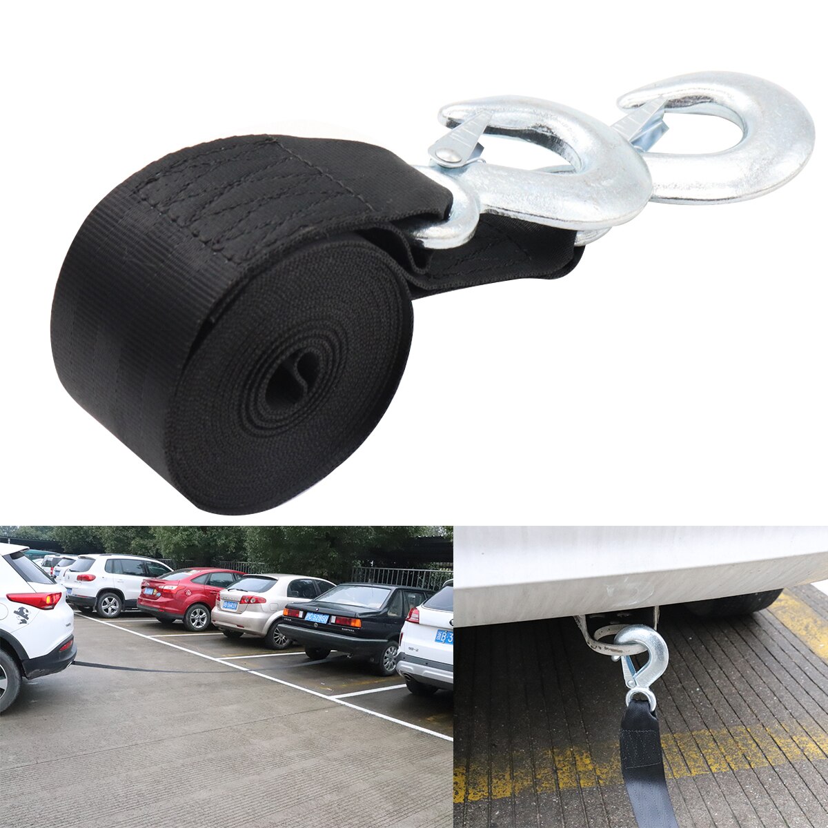 4M 4T Vehicle Relief Tow Pull Rope Road Recovery Pull Towing Strap with Hooks for Car Vehicle road trailer rescue