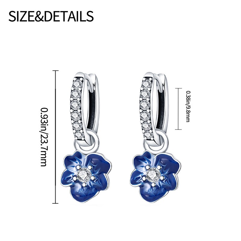 2022 popular blue pearl and leaf earrings , 100% 925 sterling silver, suitable for women's jewelry