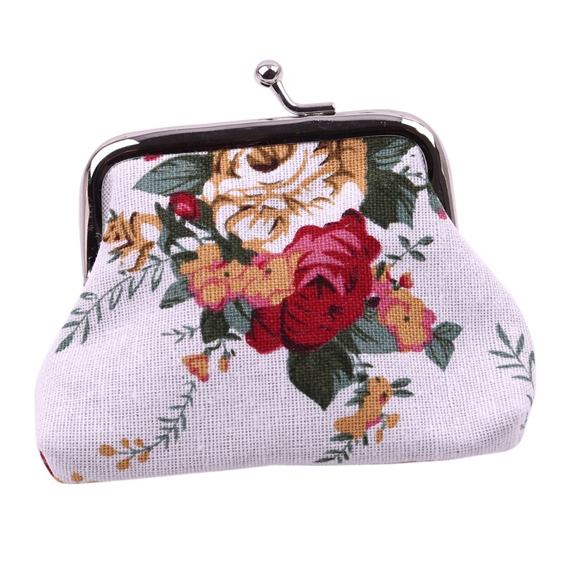 Dames portemonnee met schattige bloemenprint, dames mini tasje, muntzakje, twee metalen knoopjes, muntvakje, sleutel, creditcardhouder