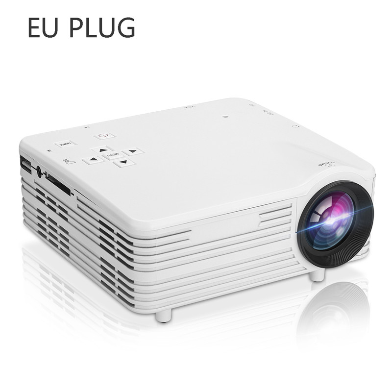 LED1018 Mini Portable LCD Projector With HDMI USB VGA AV SD Multimedia Interfaces Support 1080P For Movie Home Cinema PK yg300: white eu plug