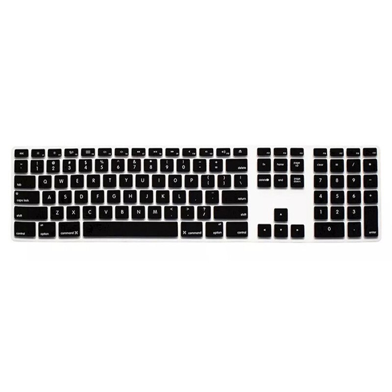 Silicone Thin Keyboard Skin Cover Protector With Numeric Keypad For Apple iMac Black: Black