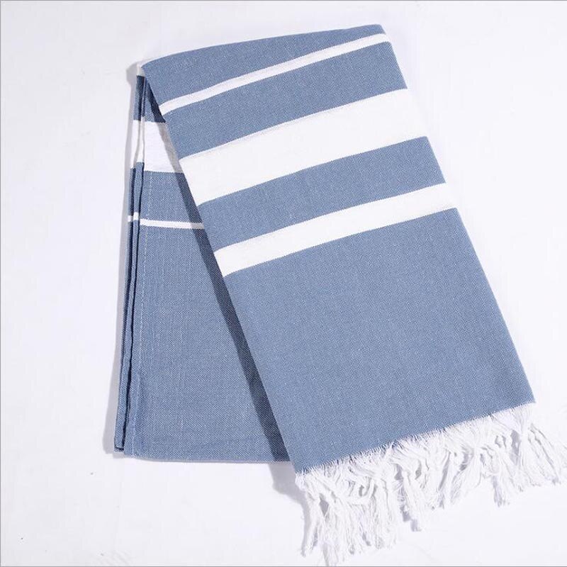 Turkish Tassel Bath Towel for Women Adult Beach Towels Summer Shawl Sunscreen Tassel Tapestry 100x180cm Bath Towel Towel: blue stripe