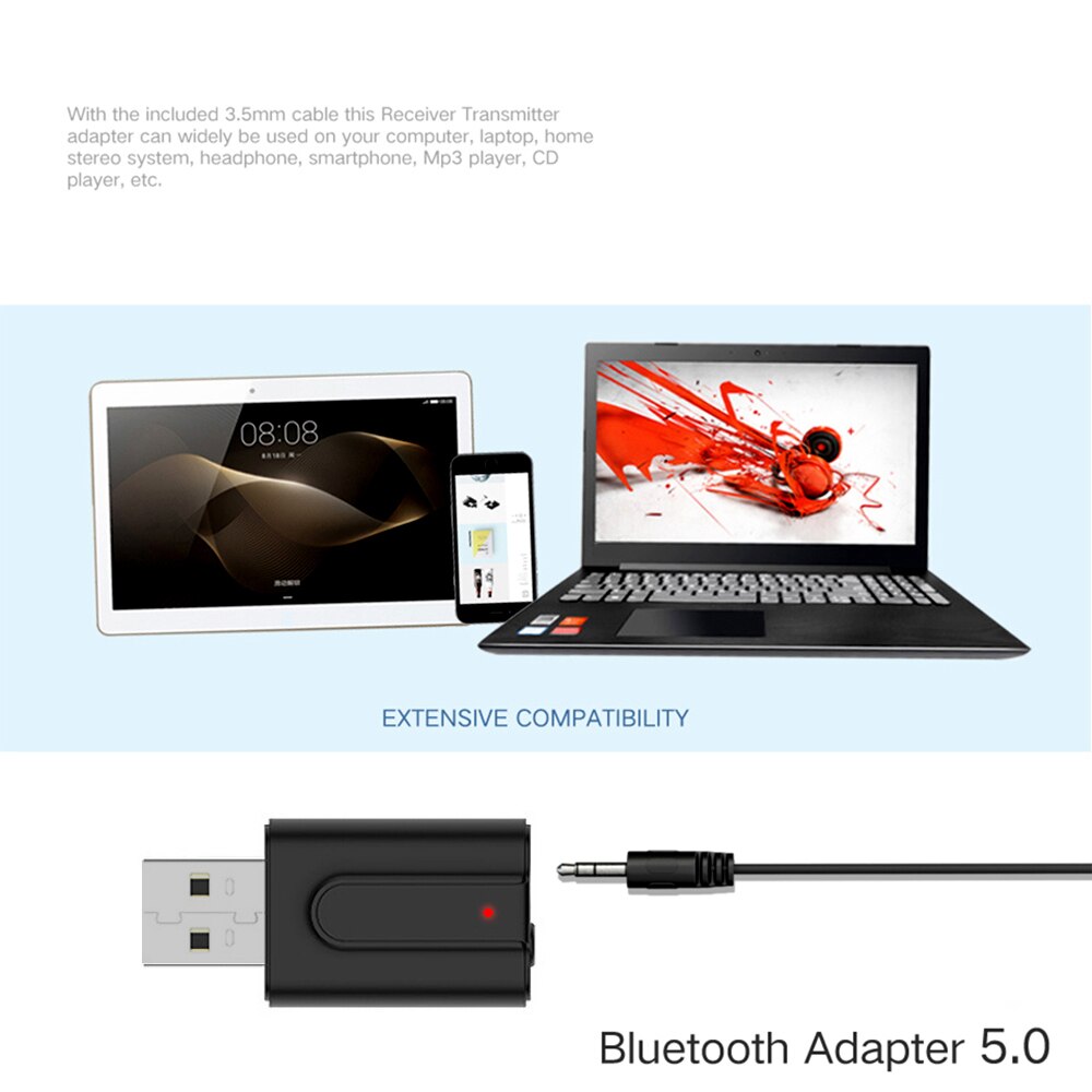 Commutateur de à un bouton, Bluetooth 5.0, récepteur Audio, émetteur de musique stéréo sans fil, 3.5mm, prise AUX RCA USB, adaptateur Bluetooth