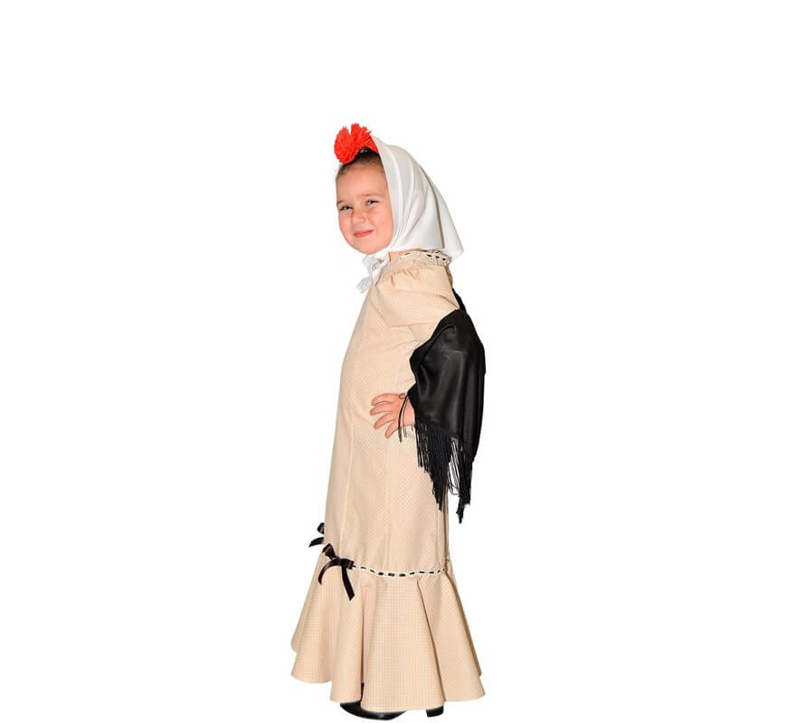 Disfraz de Chulapa Beige para niña - San Isidro y La Paloma - Del Mundo por paises y regiones - Disfraces infantiles