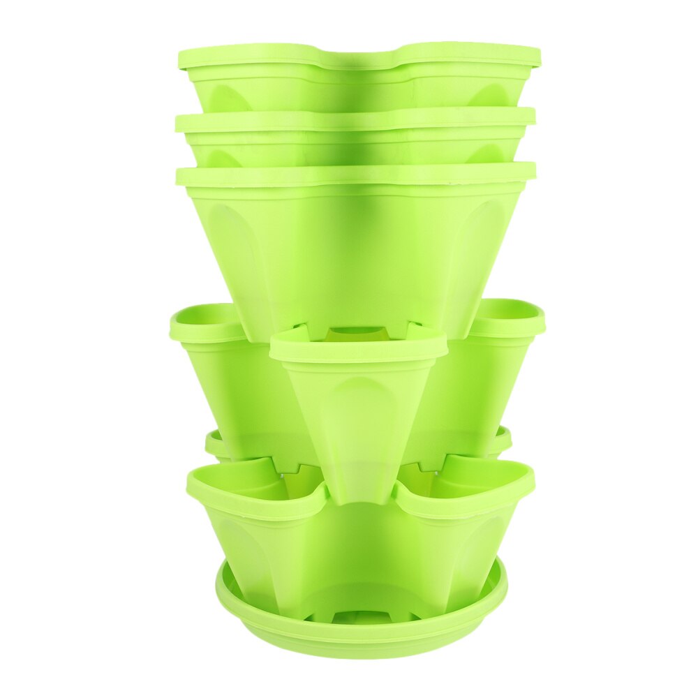 1 Set of 6pcs Flowepot Multilayer Stacking Cultivation Pot Vegetable Melon Fruit Strawberry Planting Pot - 1pc Tray and 5pcs Pot