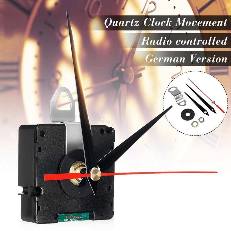 Radio Controlled Silent Quartz Wall Clock Movement Mechanism DIY Clock Kit DCF Signal for Repair Parts Replacement