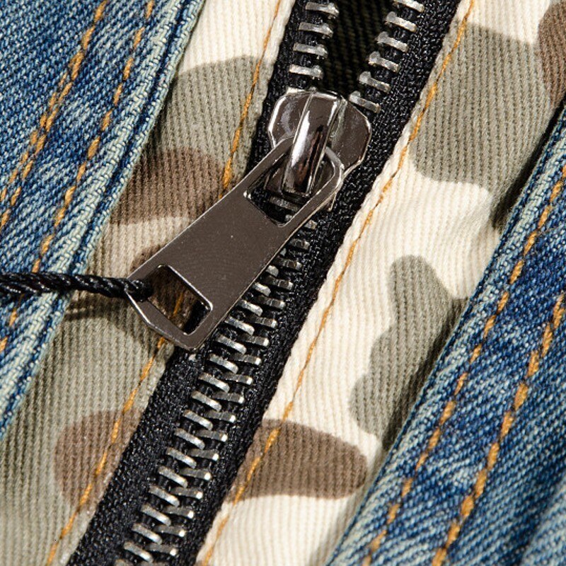 primavera ajuste delgado con capucha camuflaje agujero masculino Denim chalecos hombre vaca niño chaquetas sin mangas chaleco cremallera Fly