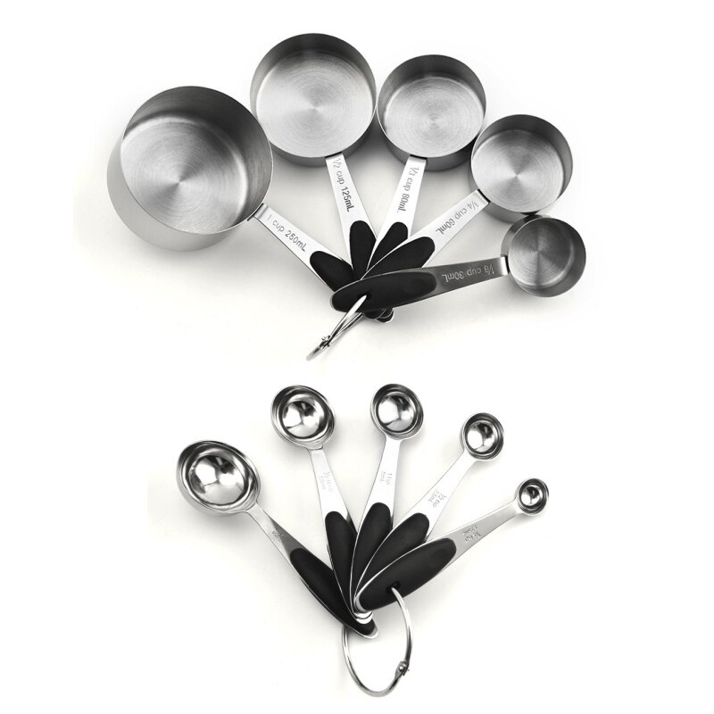 Baking Bartending Measuring Cup Kitchen Accessories Stainless Steel Plated Copper Rose Gold Measuring Spoon Cooking Tools Set: Black Set