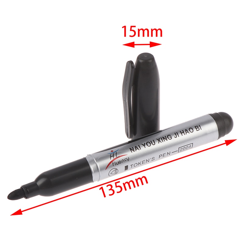 4 Stuks Black Permanente Olie Marker Pen Token Pennen Voor Papier Metaal Glas Markering Pen Kantoor Schoolbenodigdheden Grote Capaciteit pen