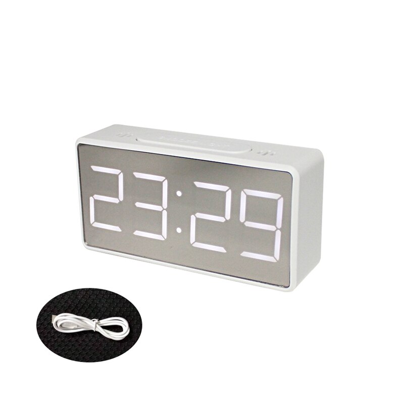 Mirror Alarm Clock LED Digital Display Electronic Time Temperature Calendar Table Alarm Clock USB Charging Student Desk Clocks: A