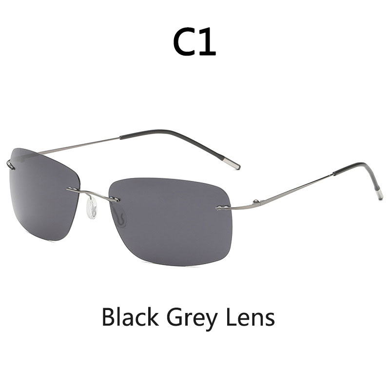 Rahmenlose polarisierte Sonnenbrille aus Titan für Fahrer, Nachtsichtbrille, zusammenklappbar, ultraleichte Titan-Sonnenbrille mit Farbfilm: Grün