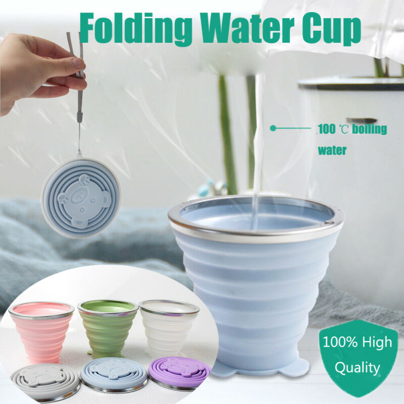 Silicone Retractable Folding Water Cup Travel Camping Outdoor Collapsible Cups