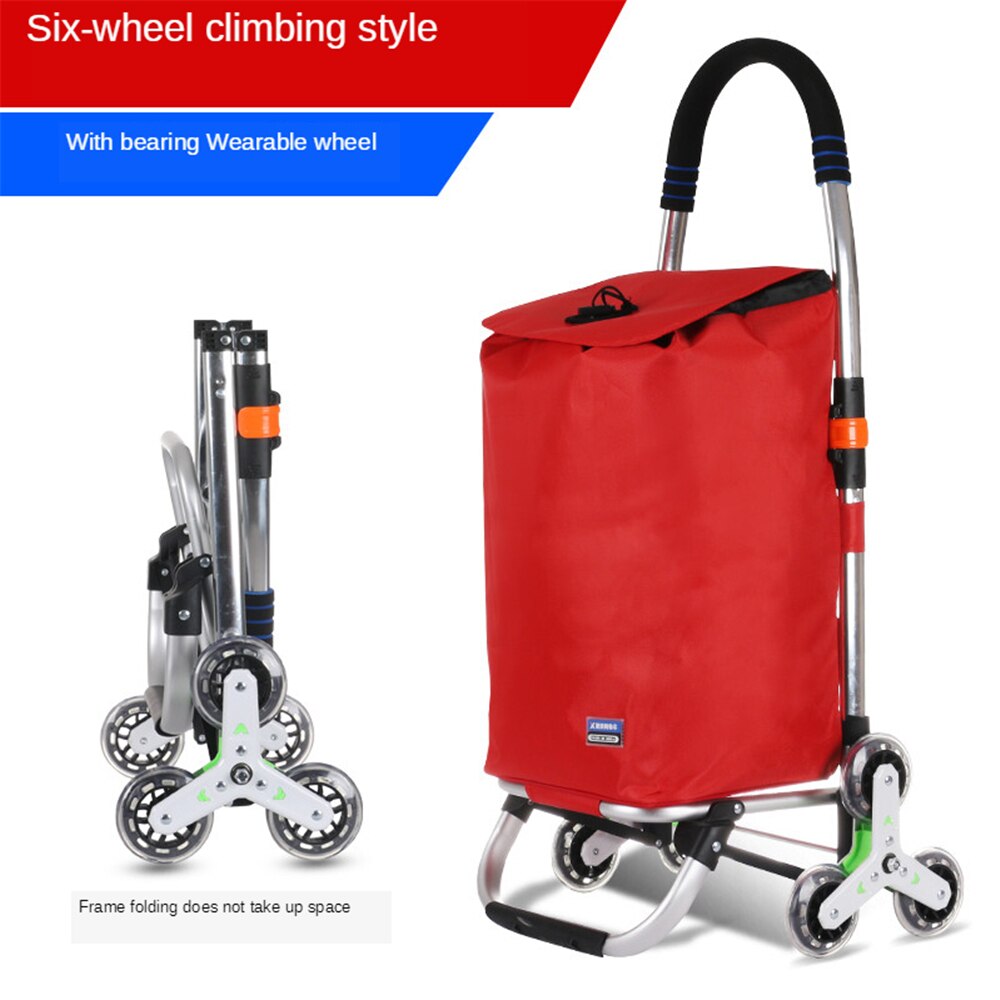 B-LIFE Trap Klimmer Trolley Dolly Winkelen Kruidenier Opvouwbare Winkelwagen Met Rolling Swivel Wielen En Oxford Doek Boodschappentas: Q 1