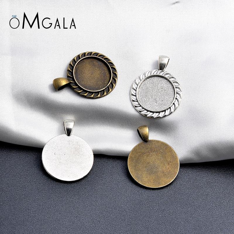 10pcs 20mm Inner Size Antique Silver Plated And Bronze Simple Style Cabochon Base Setting Charms Pendant