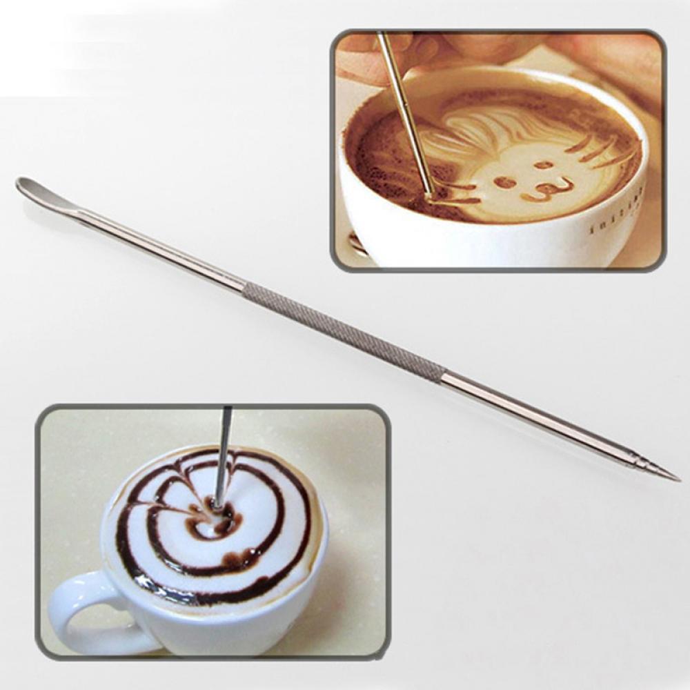 1 stk rustfrit stål kaffe dekoration pen fancy kaffepinde værktøj husholdning køkken cafe kaffe værktøj