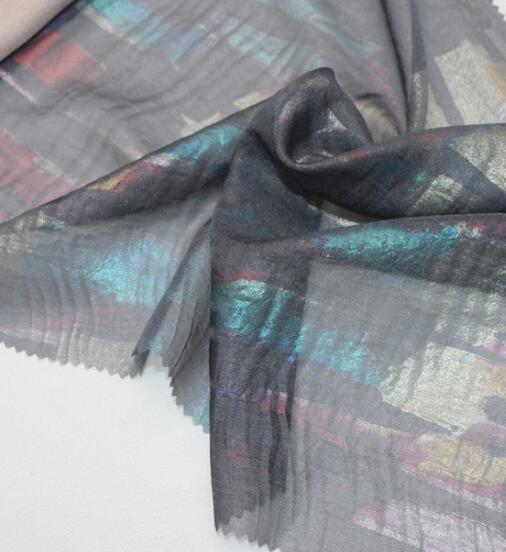 Dancing Stage Cosplay Dress Chiffon Fabric Bronzed Flowing Fabric Shiny Thin Fabric Bronzing Costume Fabric DIY 1M: Gray