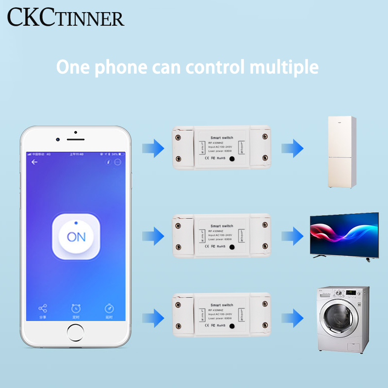 Smart Home House Wireless Remote Switch Breaker WiFi Switch Automation Module LED Light Controller 100-240V AC(50/60Hz) 600W