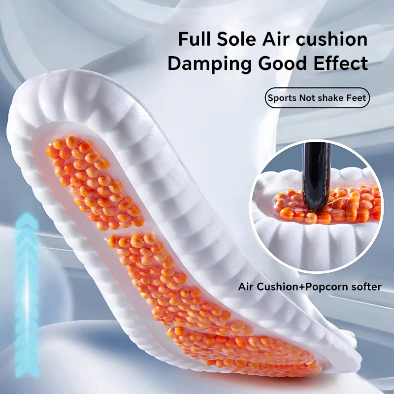 1Pair Air Cushion Sport Insoles Full for Feet PU Sole Soft Breathable Shock Absorption Running Shoes Pad for Arch Support Insole