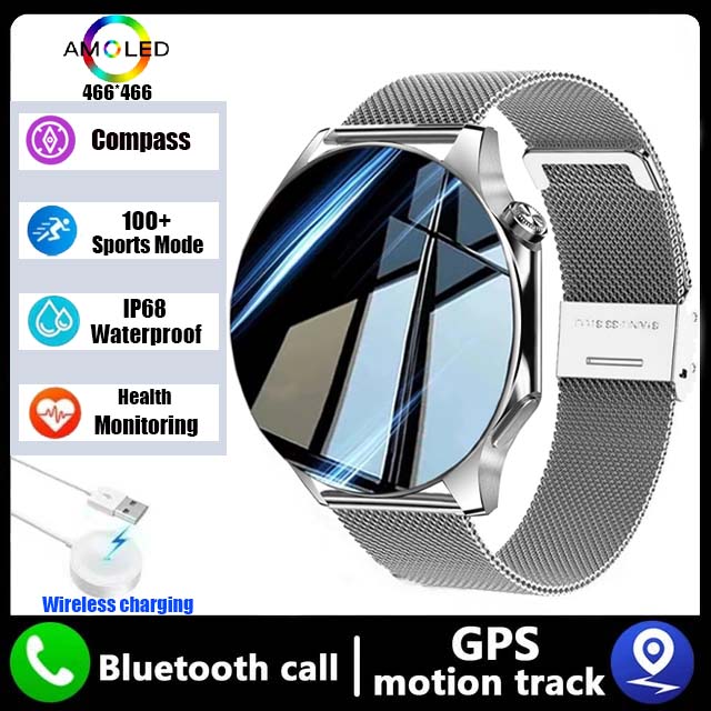 Dla OPPO zegarek DT zegarek X mężczyźni sprytny zegarek GPS trajektoria kompas 1.43 "AMOLED 466*466 HD ekran Bluetooth połączenie Człowiek Smartwatch: żółty