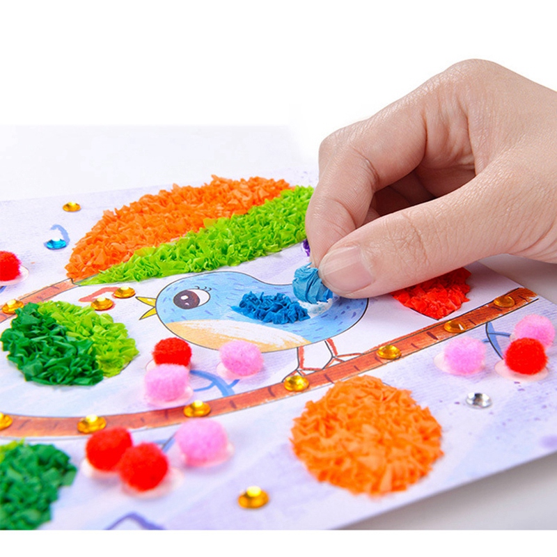 Children Sticky Paper Painting 3D DIY Handmade Art Craft Sticky Painting Educational Stickers Game Kids