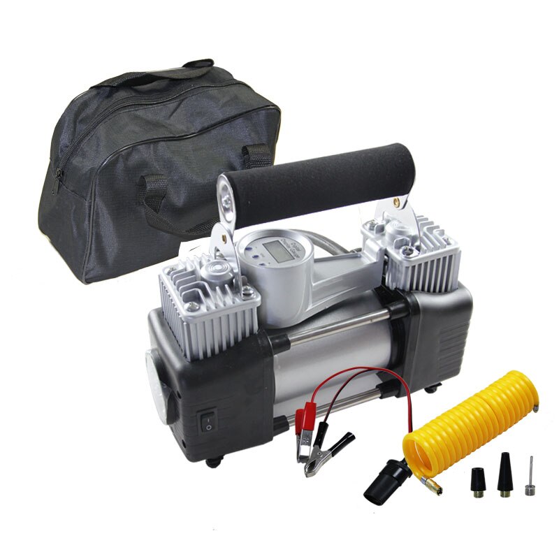 Portable Digital Car Air Compressor Heavy Duty Car 12V Inflating Pump Electric Tire Inflator Inflatable Pump Default Setting: Silver