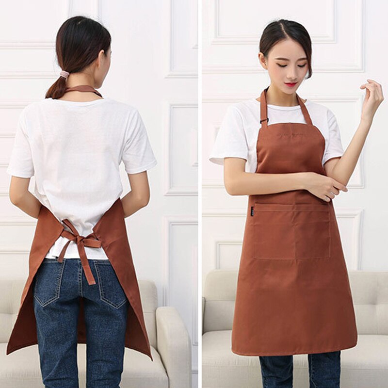 Hanging Neck Adjustable Apron Men Women Canteen Restaurant Home Kitchen Cooking Uniform TT@88: Khaki