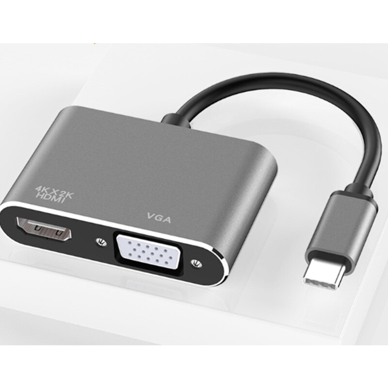 Type-C to HDMI+Vga Computer Monitor Cable Apple Converter Notebook Docking Station