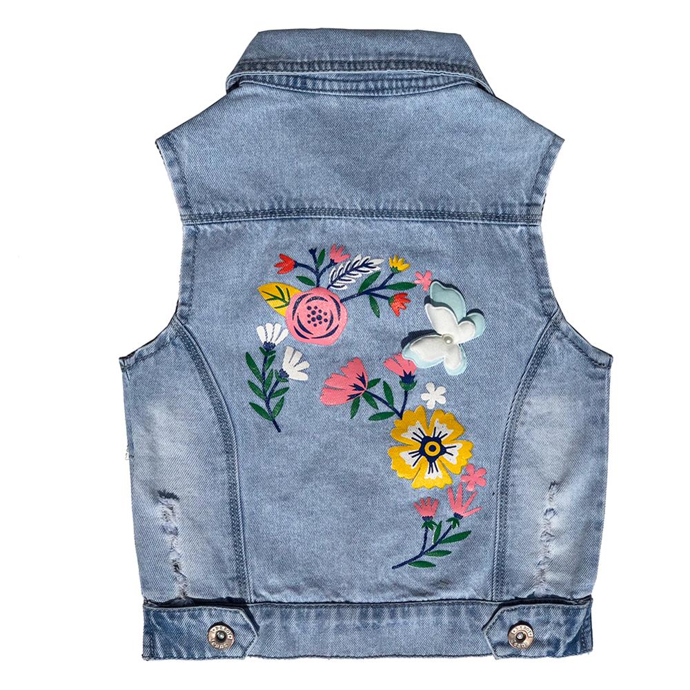 Gilet de printemps-automne pour enfants de 2-5 ans, manteau en Denim, petites filles