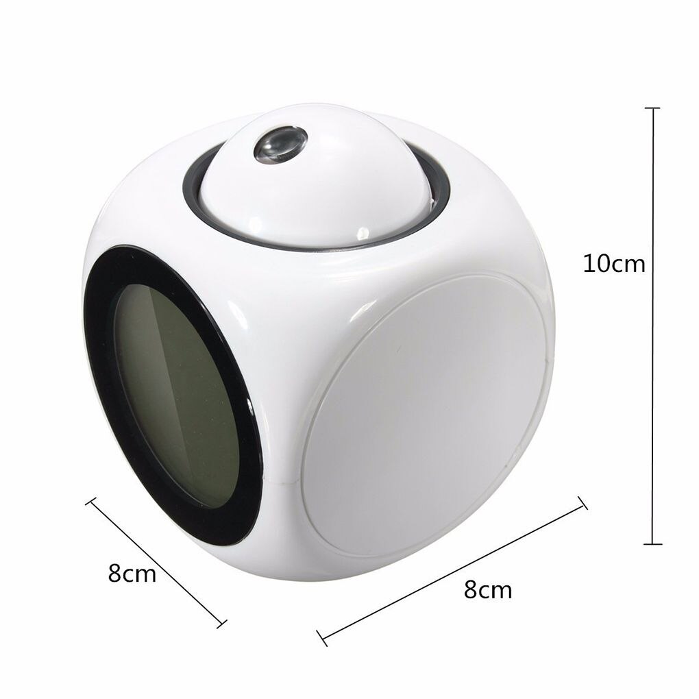 Projection Digital Weather LCD Snooze Clock Bell Alarm Display Backlight LED Projector Home Clock Backlight Table Clock: white