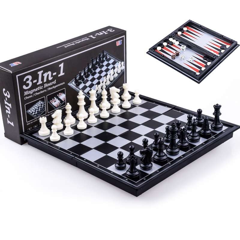 Jeu de dames magnétiques 3 en 1 pliable et portable,jouets de société, échecs internationaux,