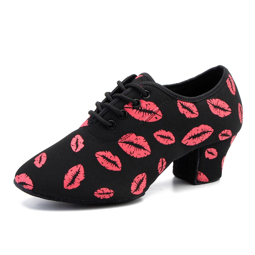 Brand Unisex Latin Salsa Tango Dance Shoes Modern Tango Ballroom Party 5cm Square Heels Women Girls Indoor Dancing shoes: No rubber sole / 4.5